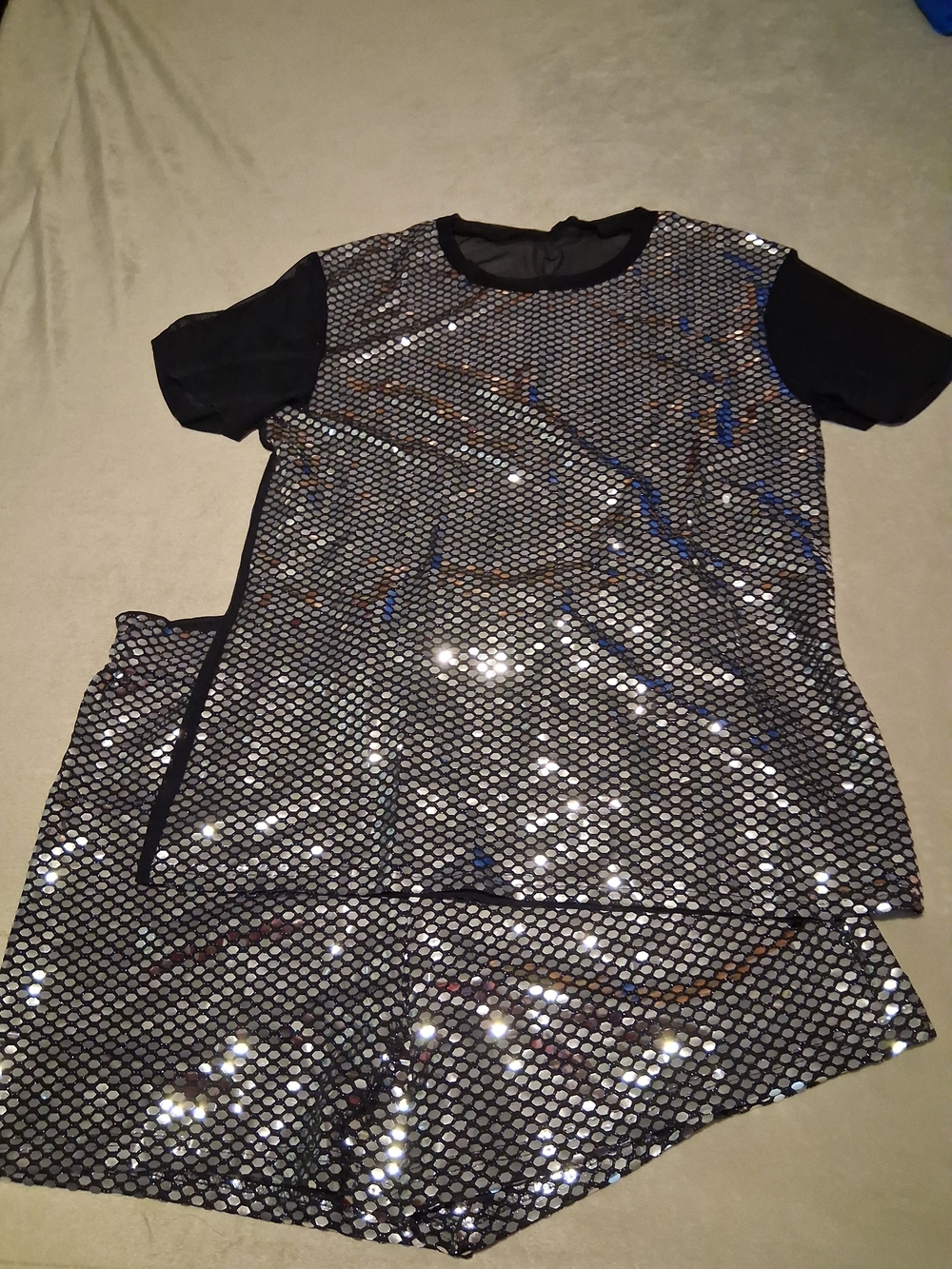 Black Sequin Short Set- Size Large